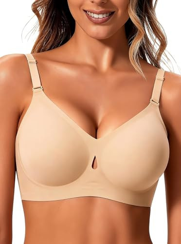 COOL CUTE Jelly Wireless Bras for Women Sexy Comfortable Bra Bralettes V Neck Multicolor Black White Nude Beige Pink Red Bras Matching | Amazon (US)