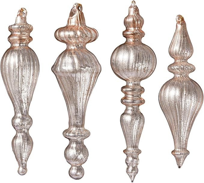 DN DECONATION Mercury Glass Finial Christmas Ornaments, Large Hanging Teardrop Ornament, Shiny Ba... | Amazon (US)