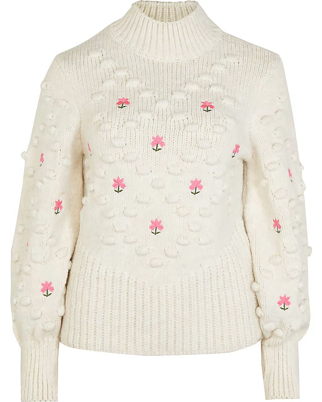 Cream embroidered chunky knit jumper | River Island (UK & IE)