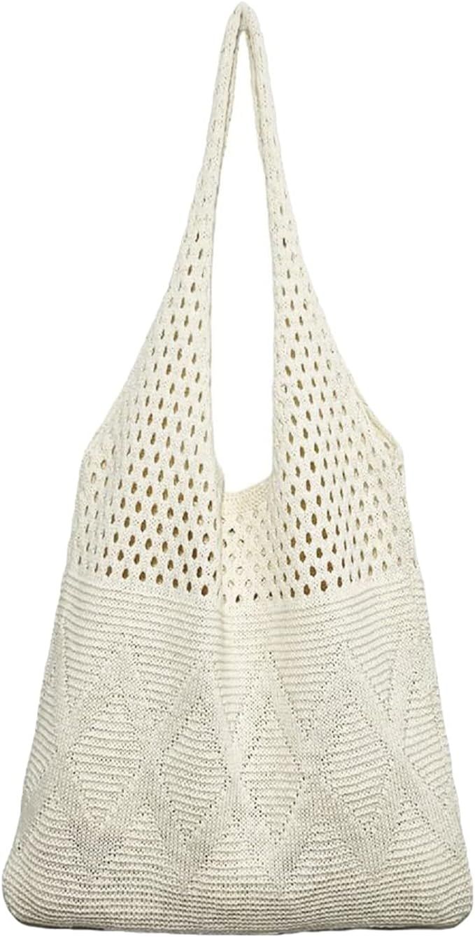 Ovida Crochet Mesh Beach Tote Bag Summer Y2K Aesthetic Knit Shoulder Bag Large Capacity Hobo Bag ... | Amazon (US)
