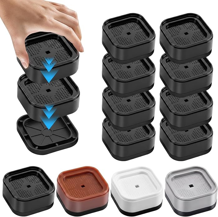 8 Pack Furniture Risers Adjustable Bed Risers Heavy Duty Lifts Height 1 or 2 Inch, Square Stackab... | Amazon (US)