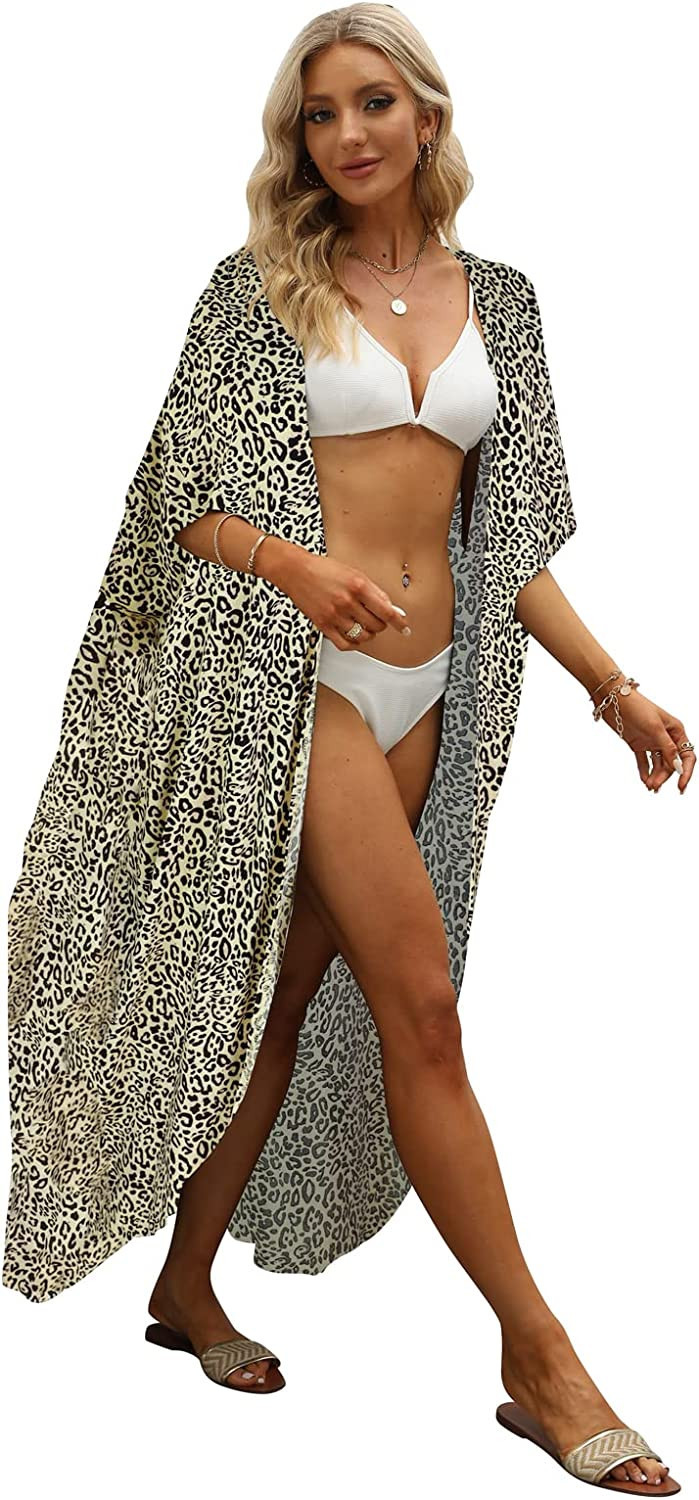 Hount Women's Swimsuit Beach Cover Up Tie Dye Open Front Long Kimono Bikini Beachwear Bathing Sui... | Amazon (US)