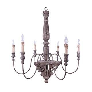 3R Studios Chateau 6-Light Distressed Brown Candle-Style Chandelier-DA4687 - The Home Depot | The Home Depot
