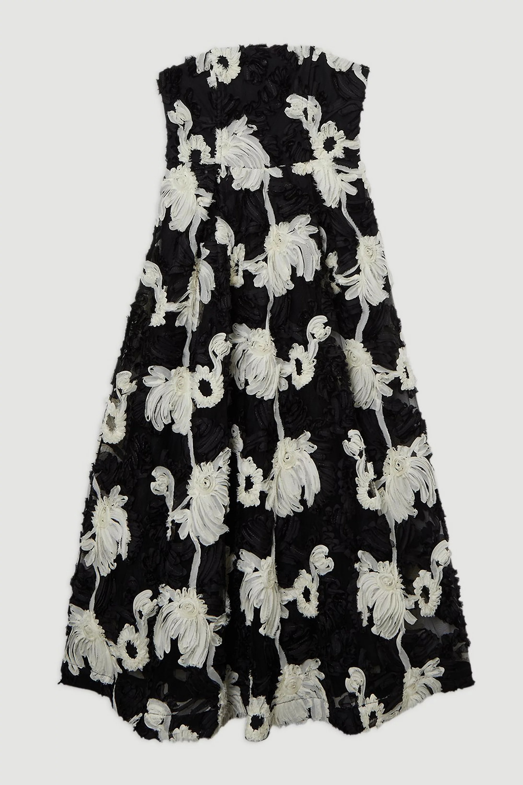 Petite Mono Textured Strapless Woven Prom Maxi Dress | Karen Millen UK + IE + DE + NL
