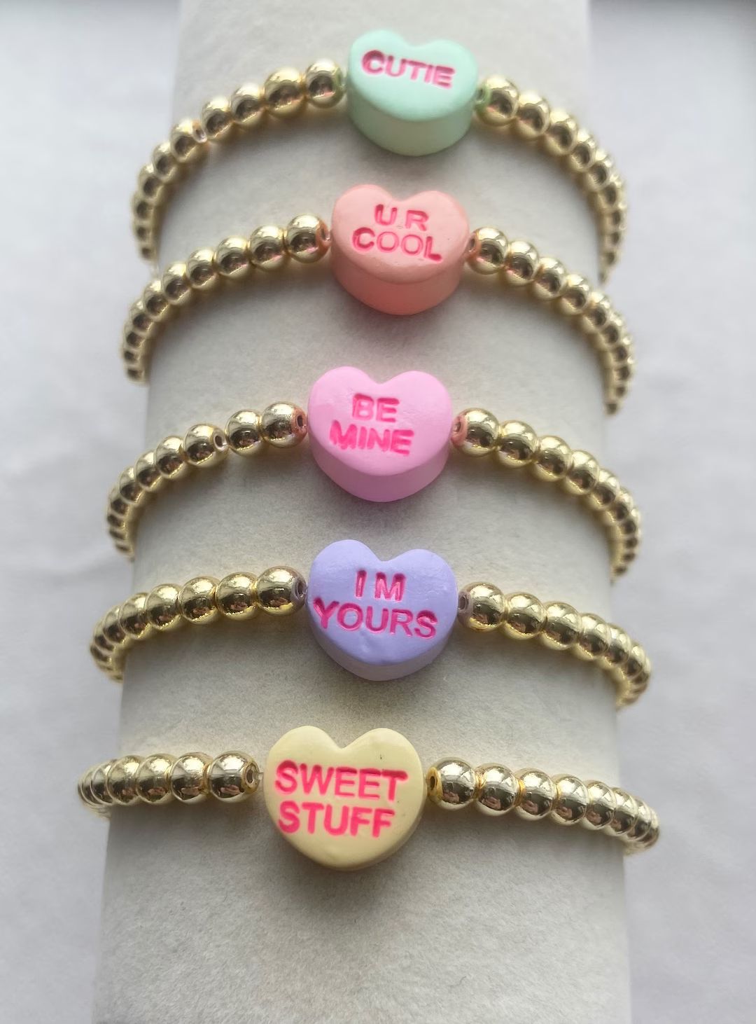 Conversation Heart Bracelet Valentines Day Bracelet Heart Bracelet - Etsy | Etsy (US)