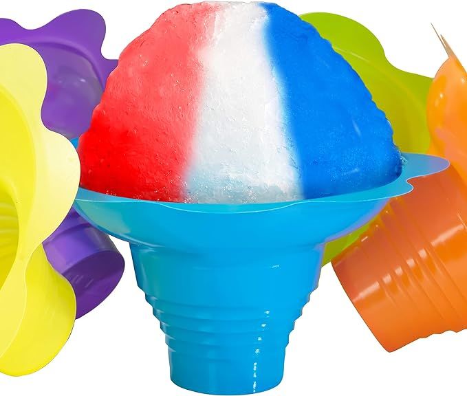 Super Cute, Reusable 4oz Flower Snow Cone Cups 25 Pack. Colorful, Leak Proof Bowls Perfect Snow C... | Amazon (US)