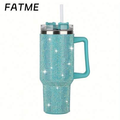 40 Oz Rhinestone Stainless Steel Tumbler With Lid And Straw - Multipurpose Insulated Travel Mug For Hot And Cold Drinks - Durable Diamond Flag Series, | SHEIN
