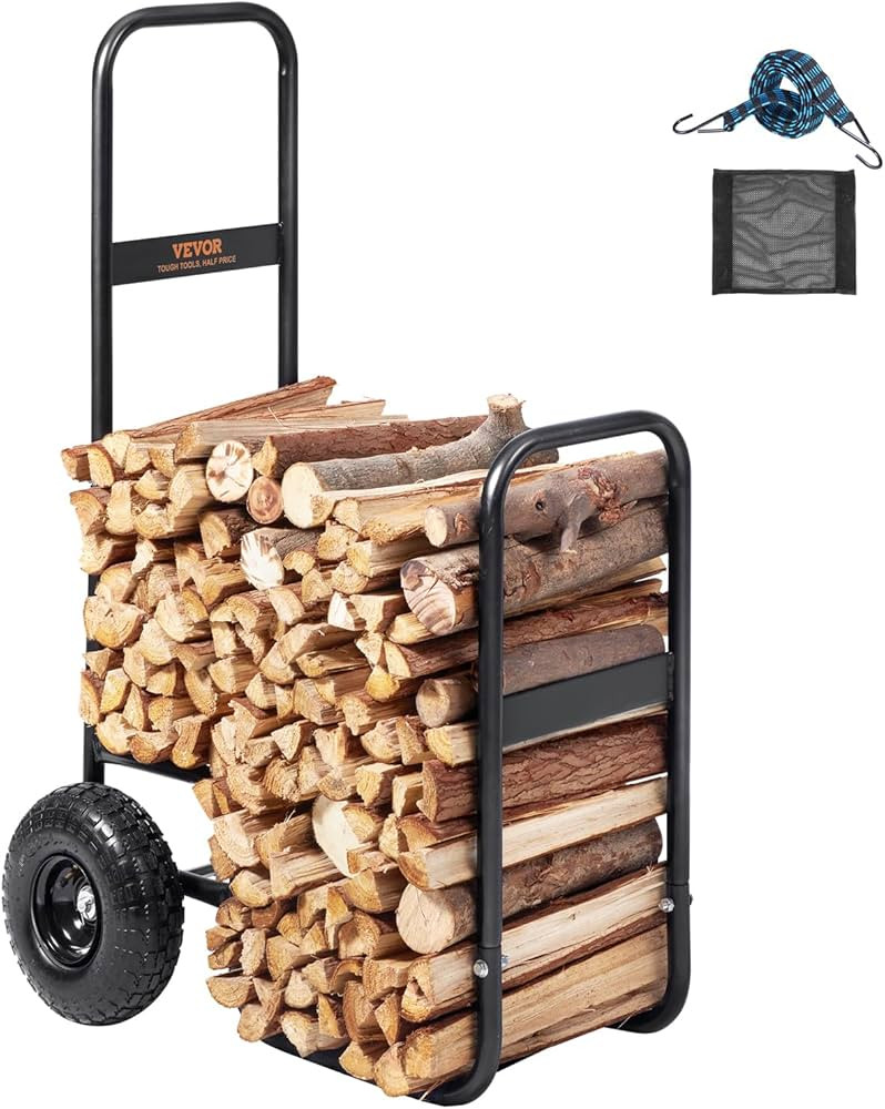 VEVOR Firewood Log Cart, 250 lbs Load Capacity, Outdoor and Indoor Wood Rack Storage Mover with P... | Amazon (CA)