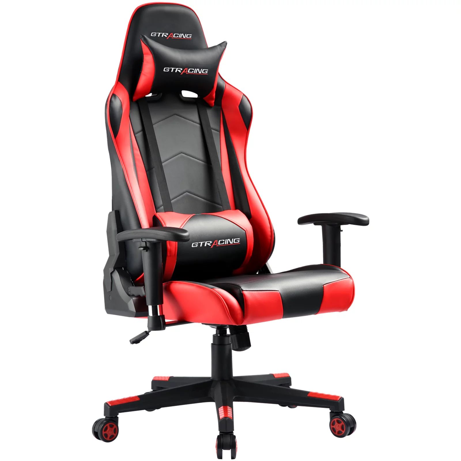 GTRACING Gaming Chair Office Chair PU Leather with Adjustable Headrest and Lumbar Pillow, Red | Walmart (US)