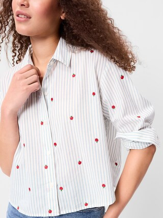Cropped Button-Down Shirt | Old Navy (US)