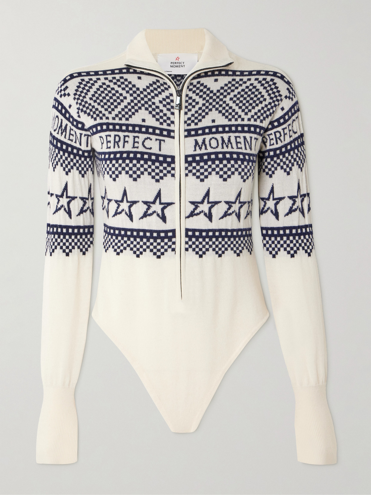 Perfect Moment - Holiday Intarsia Merino Wool Bodysuit - White | NET-A-PORTER (US)