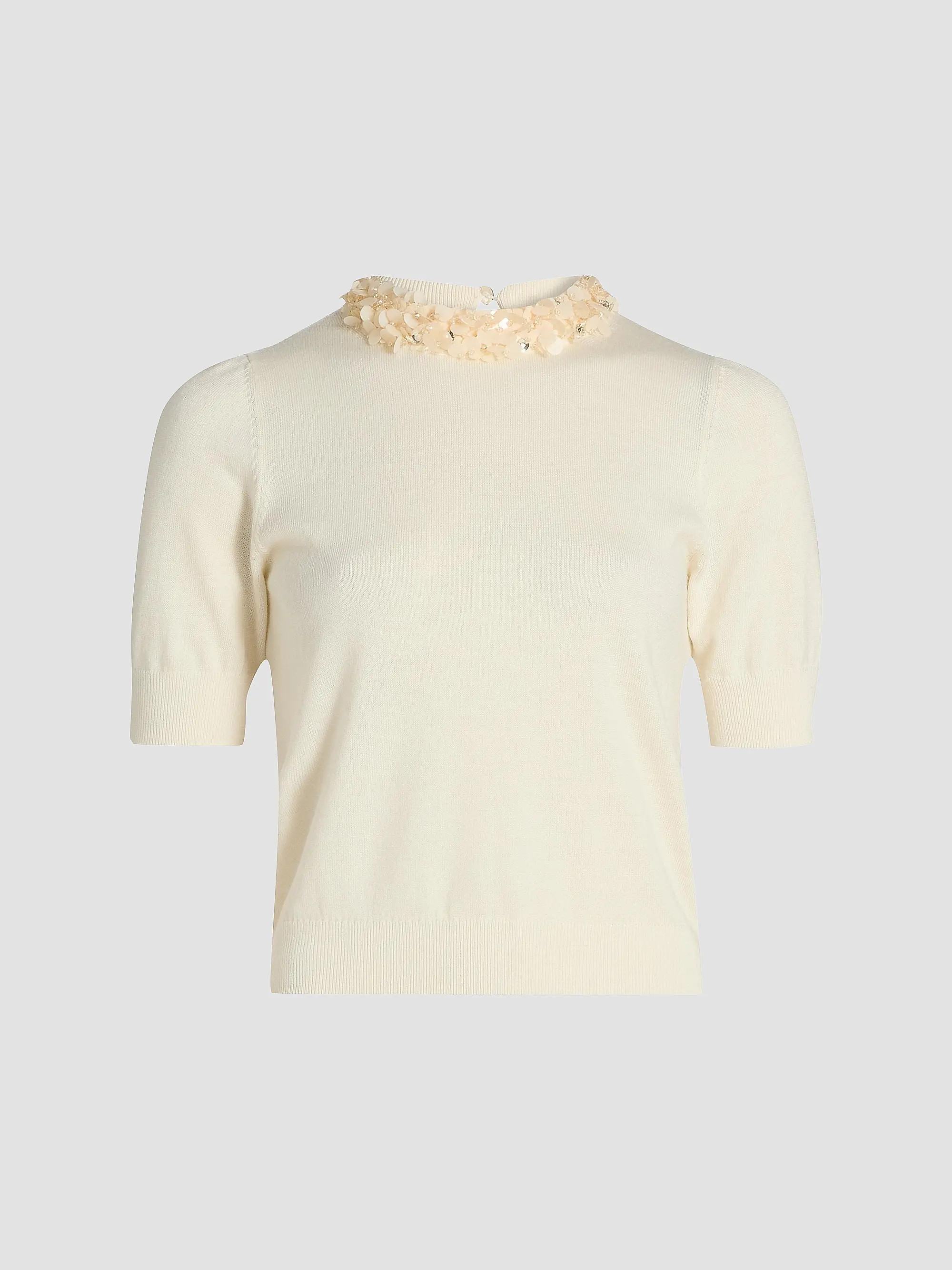 Jude Embellished-Trim Merino Wool Short-Sleeve Top | Saks Fifth Avenue