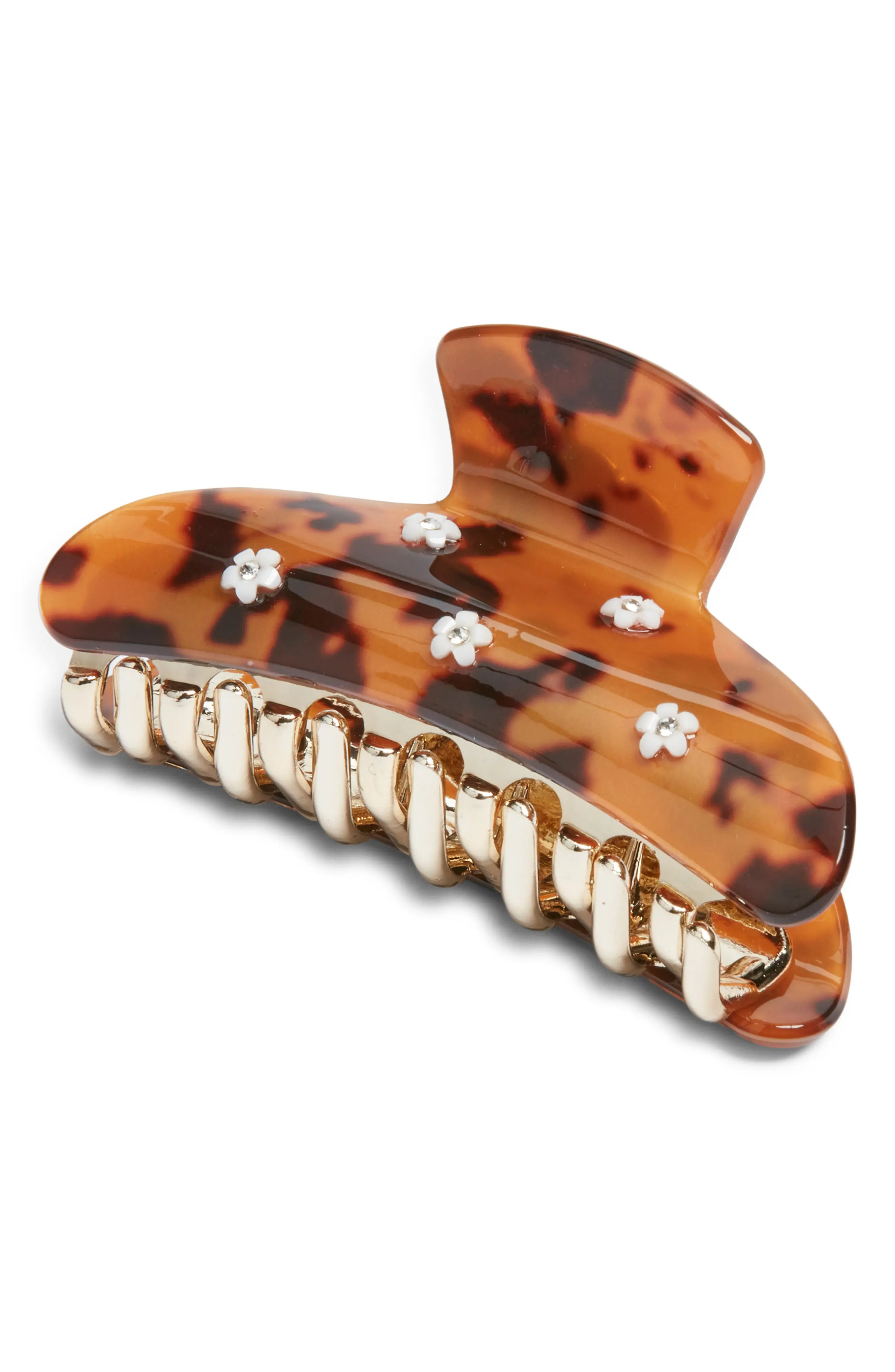 Chelsea28 Flower Detail Claw Clip in Brown Multi at Nordstrom | Nordstrom
