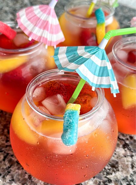 Fish bowl drinks for my family on this Memorial Day. #fruitdrinks #nonalcoholic #drinks #memorialday #relaxation 