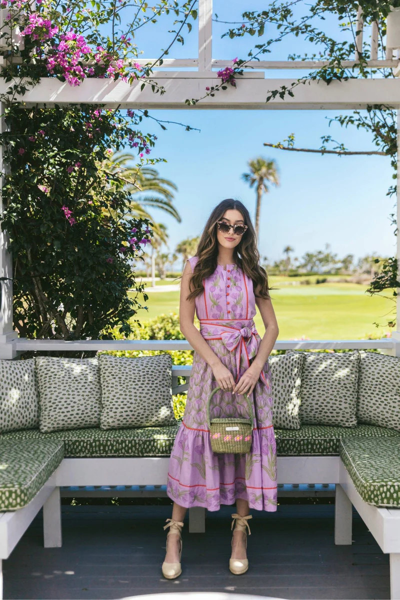 Jewel Neck Sue Sartor Sleeveless Flounce™️ | Lilac Multi Embroidered T | SUE SARTOR