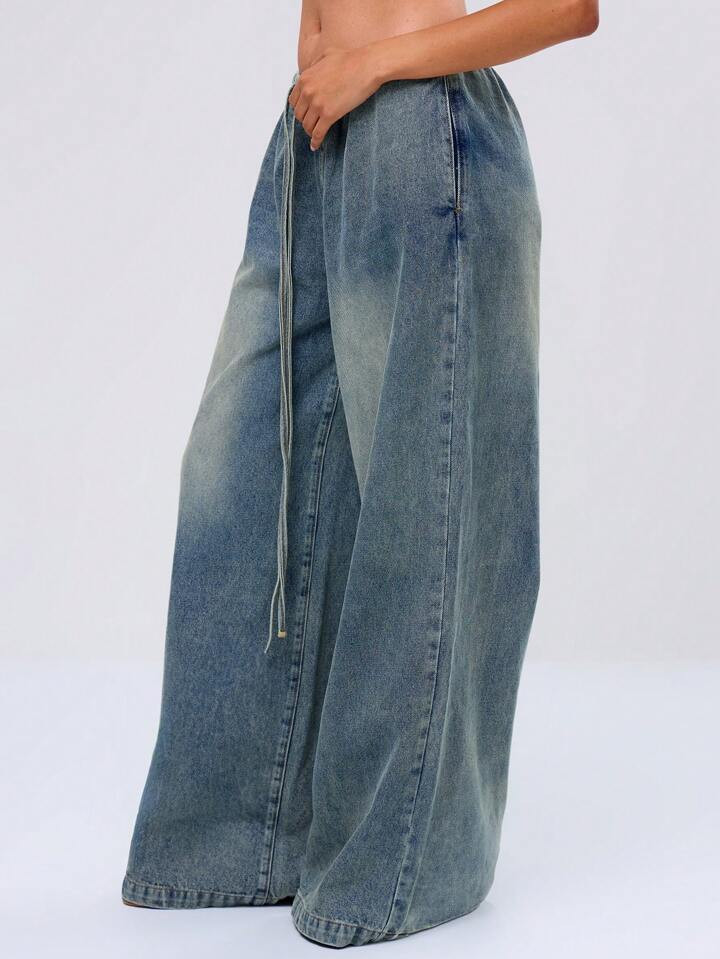 MUSERA Pantalones vaqueros con cordón, de primavera estilo 90s y 2000 | SHEIN