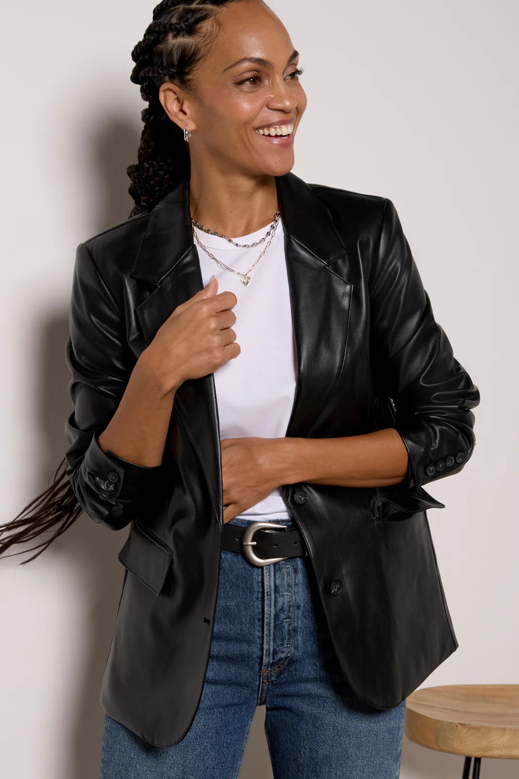 Brooks Faux Leather Blazer | Evereve