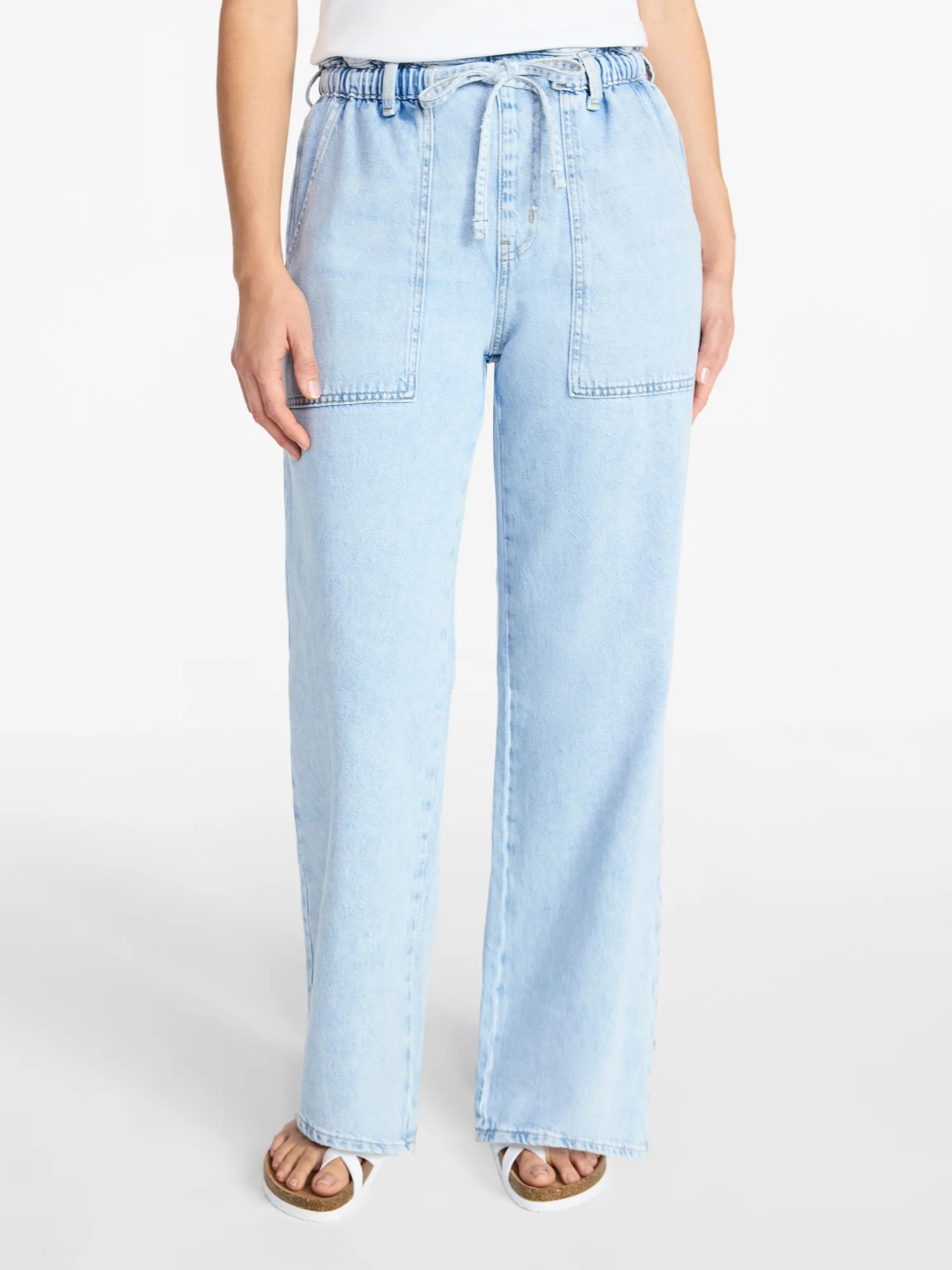 Time and Tru Women's Pull On Wide Leg Jeans, 30" Inseam, Sizes XS-XXXL | Walmart (US)