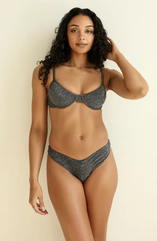 Dippin Daisys Angel Cheeky Bikini Bottom in Sparkle Black at Nordstrom, Size Small | Nordstrom