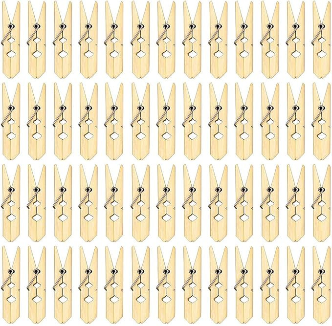 OBTANIM 100 Pcs Natural Bamboo Clothes Pins 2.7" Heavy Duty Windproof Clothes Clips Clothes Pegs ... | Amazon (US)