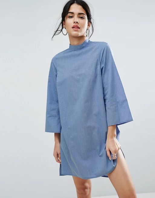 ASOS High Neck Cotton Shift Dress | ASOS US