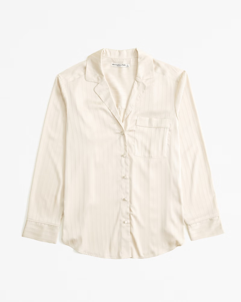 Satin Jacquard Sleep Shirt | Abercrombie & Fitch (US)