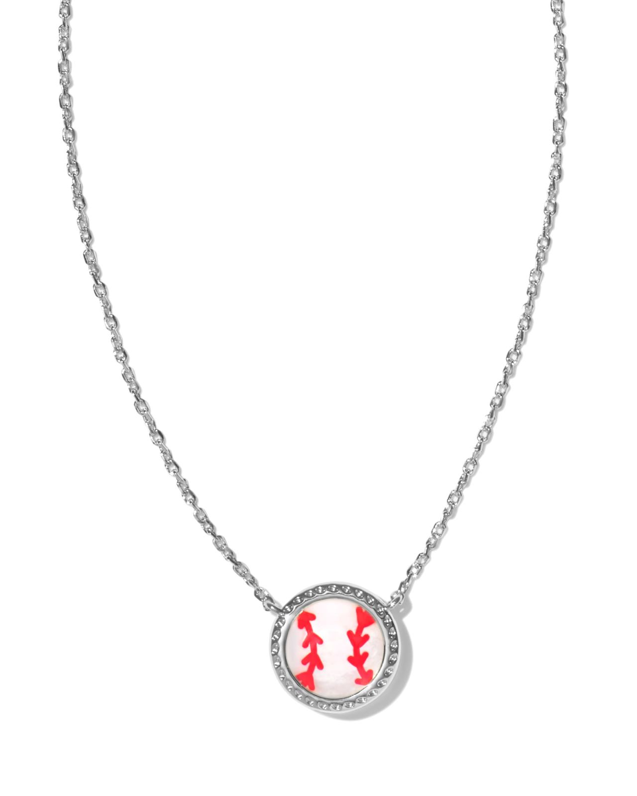 Baseball Silver Short Pendant Necklace in Ivory Mother-of-Pearl | Kendra Scott