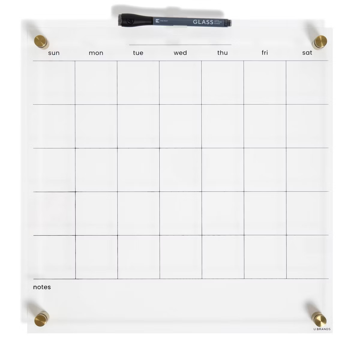 U Brands 16"x16" Acrylic Dry Erase Calendar with Gold Hardware | Target