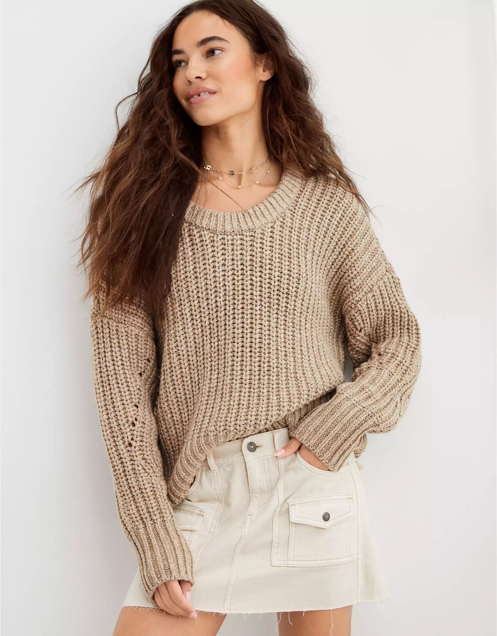 Aerie Wide Rib Crew Sweater | Aerie