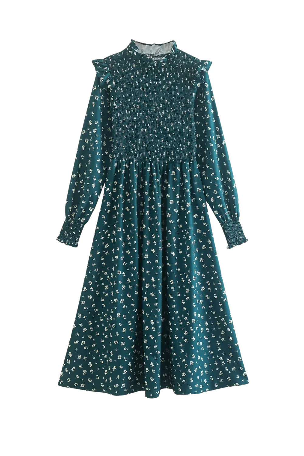 'Fae' Ruched Frill-Shoulder Dress | Goodnight Macaroon