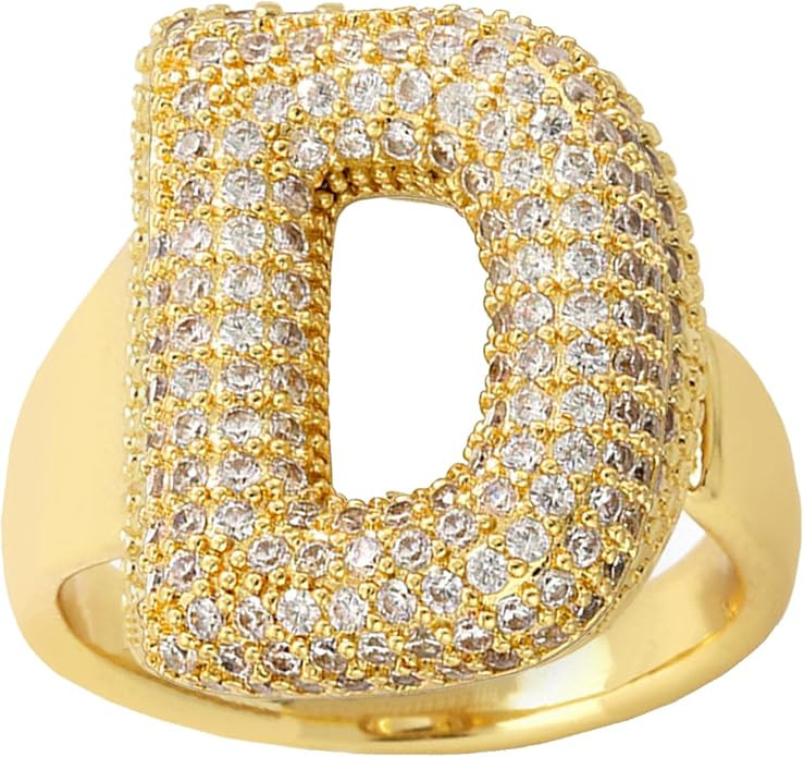 Inspirational Gifts for Women Bubble Initial Rings for Women Bubble Letter Ring Balloon Letters R... | Amazon (US)