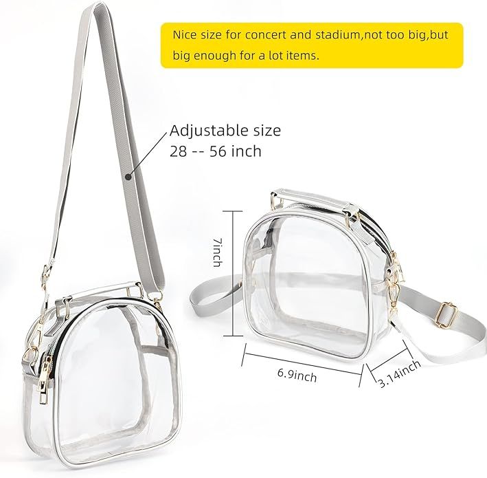 Clear Bag Purse, Crossbody Bag Stadium Approved, See-Through Handbag with 2 Shoulder Straps | Amazon (US)