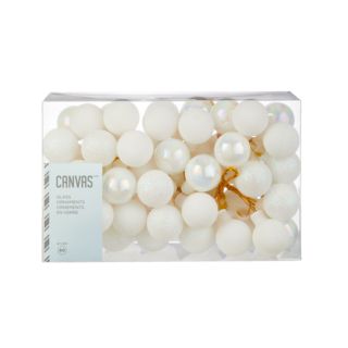 CANVAS White Collection Glass Cluster Christmas Ornament Set, White, 1-in, 60-pc | Canadian Tire
