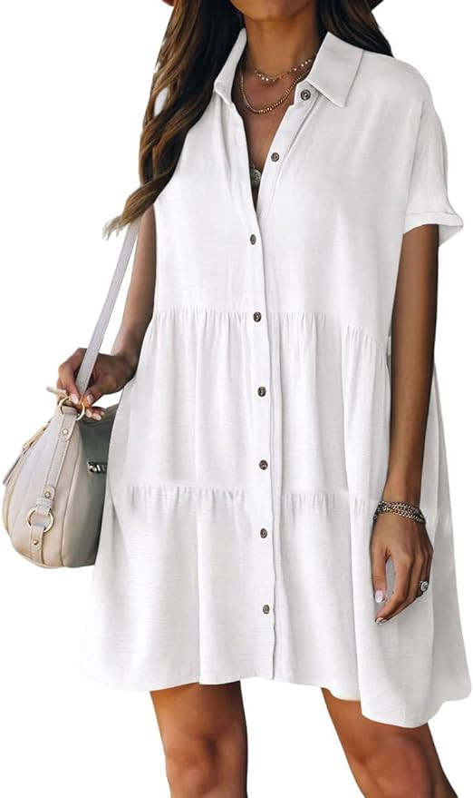 Bsubseach Swimsuit Coverup for Women Button Shirt Casual Dresses Vacation Wear | Amazon (US)