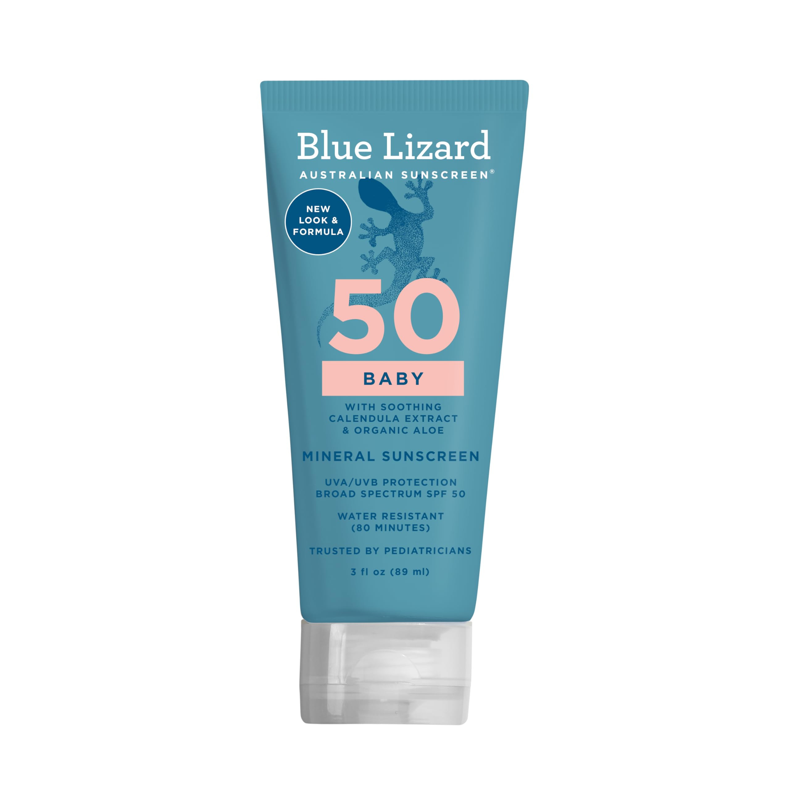 BLUE LIZARD Baby Mineral Sunscreen with Zinc Oxide, SPF 50+, Water Resistant, UVA/UVB Protection with Smart Cap Technology - Fragrance Free, 3 Ounce Tube | Amazon (US)