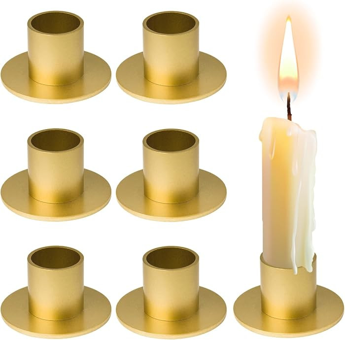 Set of 6 Candle Holders, Gold Round Candlestick Holders Taper Candle Holders Decorative Iron Cand... | Amazon (CA)