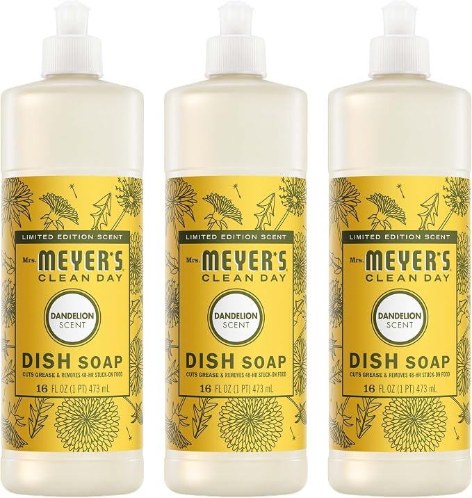Mrs. MEYER'S CLEAN DAY Liquid Dish Soap, Dandelion Scent, 16 Fl Oz Bottle - 3 Pack | Amazon (US)