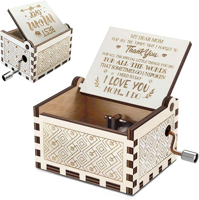 Hexagram Music Box You are My Sunshine, Gift for Mom from Daughter/Son, Vintage Laser Wood Engrav... | Amazon (US)
