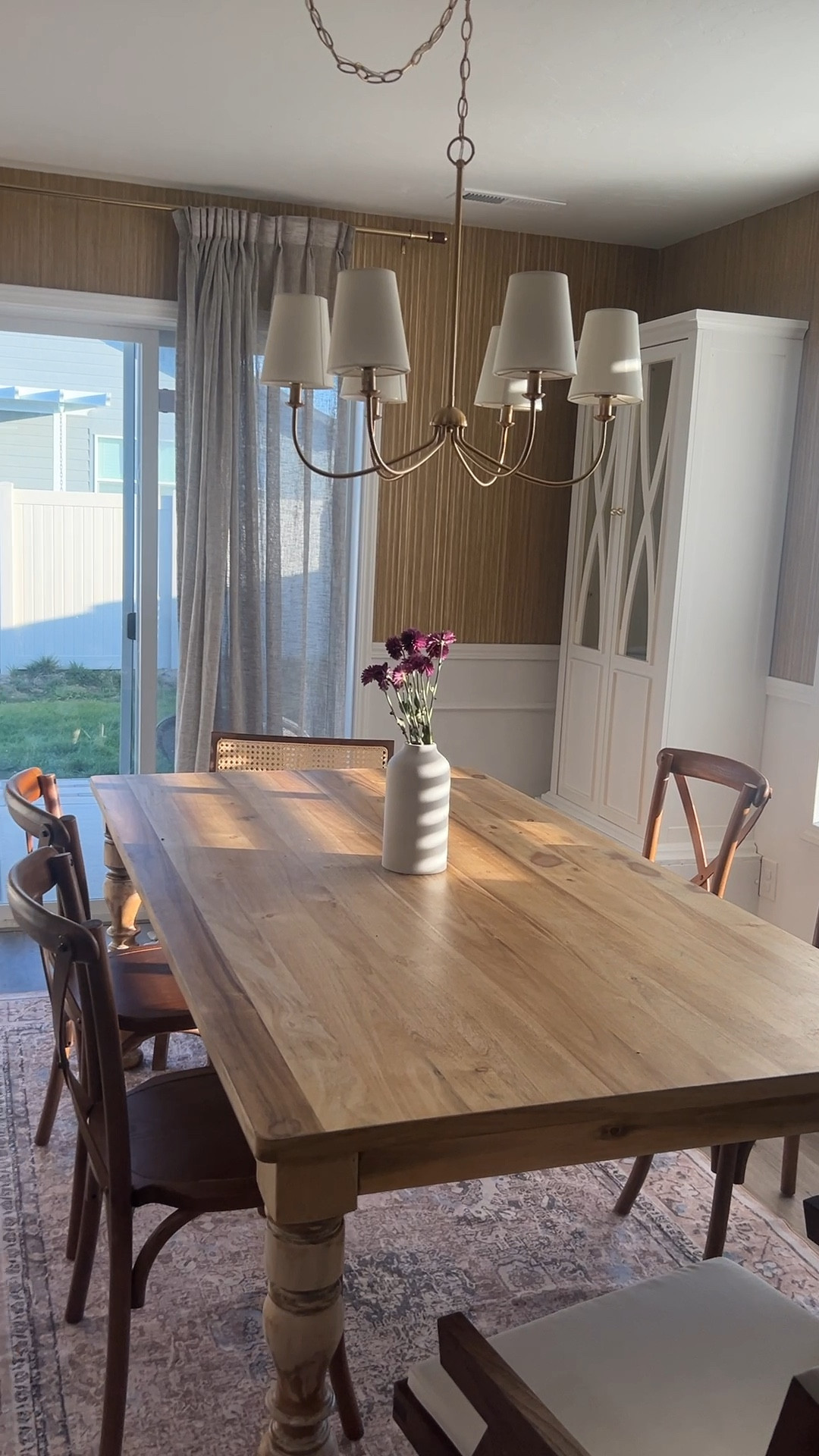 New dining room ✨ Buffet cabinet // shaded chandelier// washable rug // bistro chairs// wallpaper // wainscoting DIY kit

#LTKHome