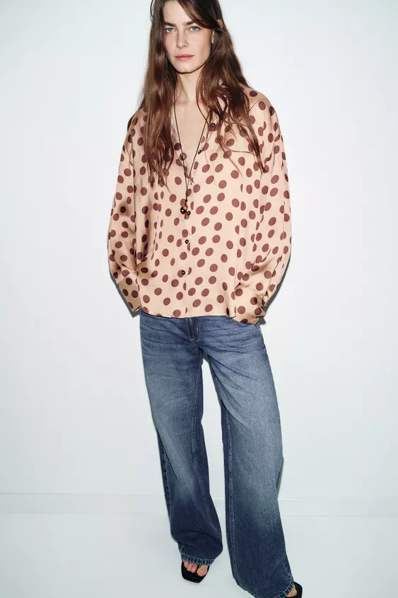 POLKA DOT SATIN EFFECT SHIRT | Zara US