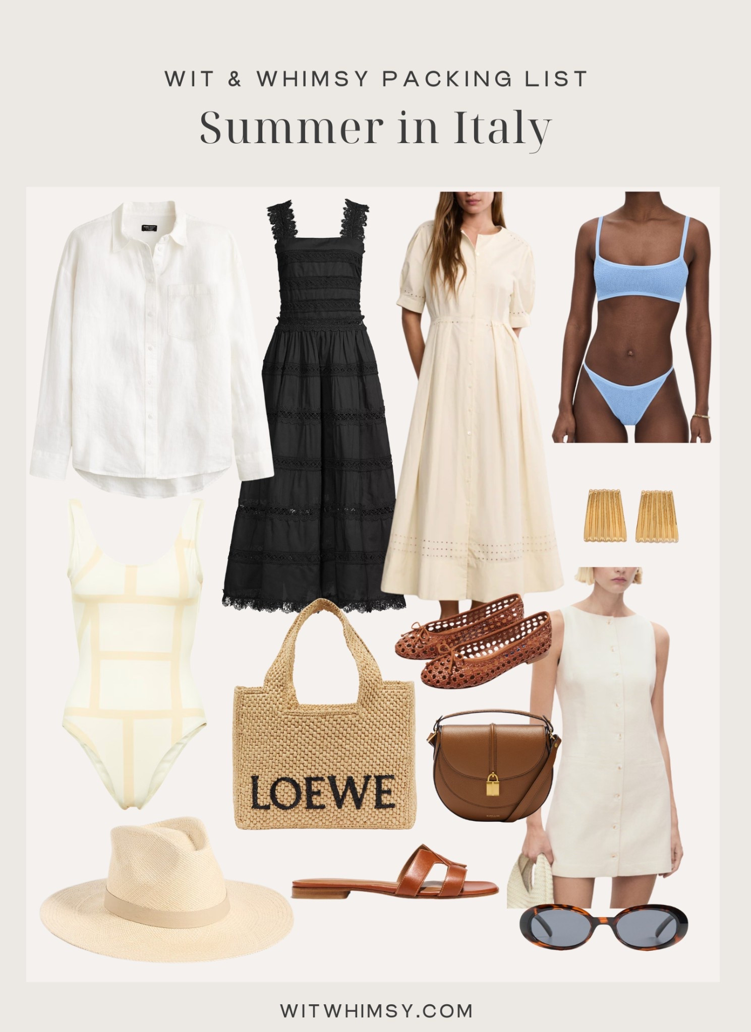 Summer in Italy packing list
Midi dresses
Linen dresses
Swimsuit bikini
Straw tote
One piece swimsuit
Linen button down
Sun hat
Summer sandals
Woven ballet flats
Earrings
Crossbody bag


#LTKTravel #LTKSeasonal