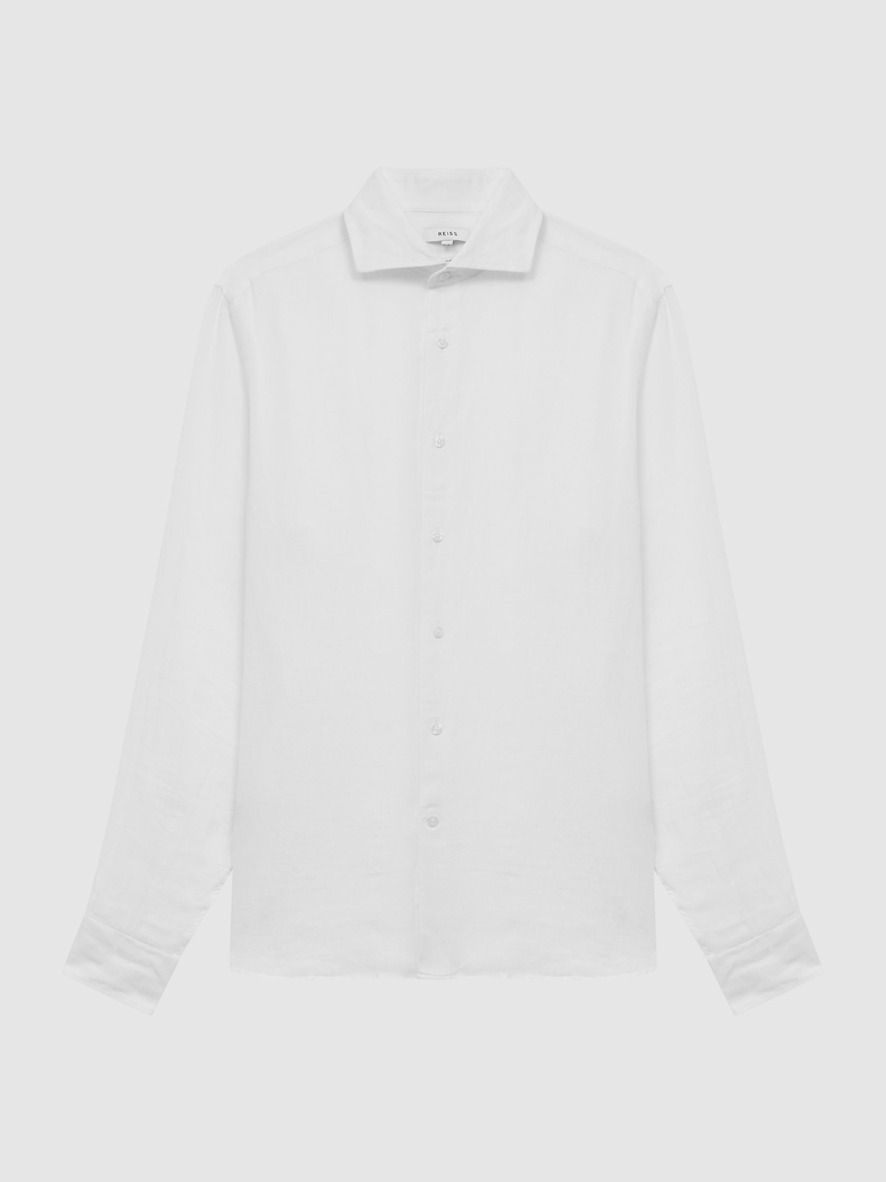 Linen Button-Through Shirt in White | Reiss UK