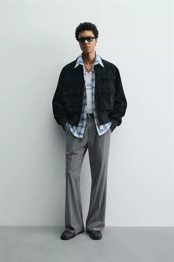 CROPPED FIT SPLIT SUEDE JACKET | Zara DE