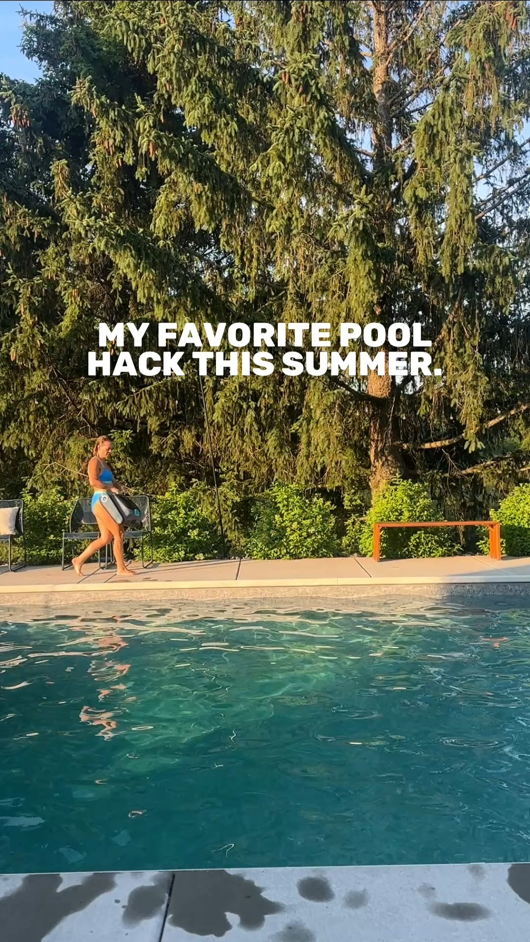 The best hands free pool cleaner + blue bikini 