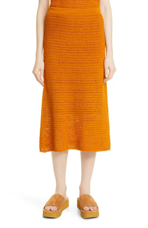 Vince Cotton Blend Crochet Skirt in Burnt Orange at Nordstrom, Size Xx-Small | Nordstrom