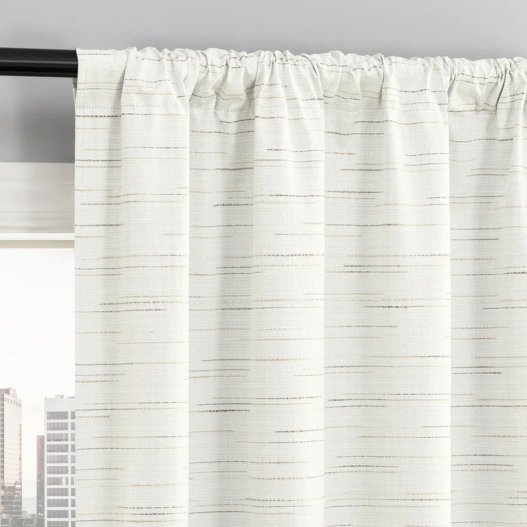 Sun Zero Sylvan Slub Stripe 100% Blackout Rod Pocket Curtain Panel, 40"x84", White - Walmart.com | Walmart (US)