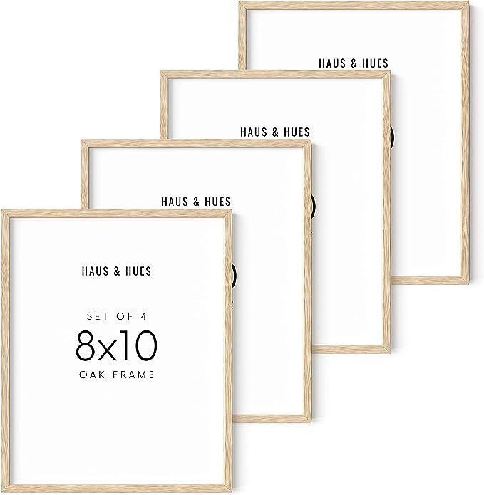 Haus and Hues 8"x10" Beige Oak Wood Picture Frame Set of 4 - 8x10 Wood Picture Frame, 8x10 Frames... | Amazon (US)
