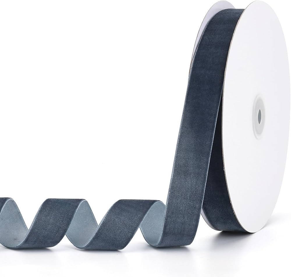 Pieaary Dark Dusty Blue Velvet Ribbon 1" x 20Yd,Great for Gift Wrapping,Hair Bows Making, Wreaths,We | Amazon (US)