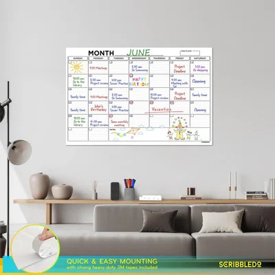 Large 24"x36" White Board Calendar Dry Erase For Wall | Wayfair North America