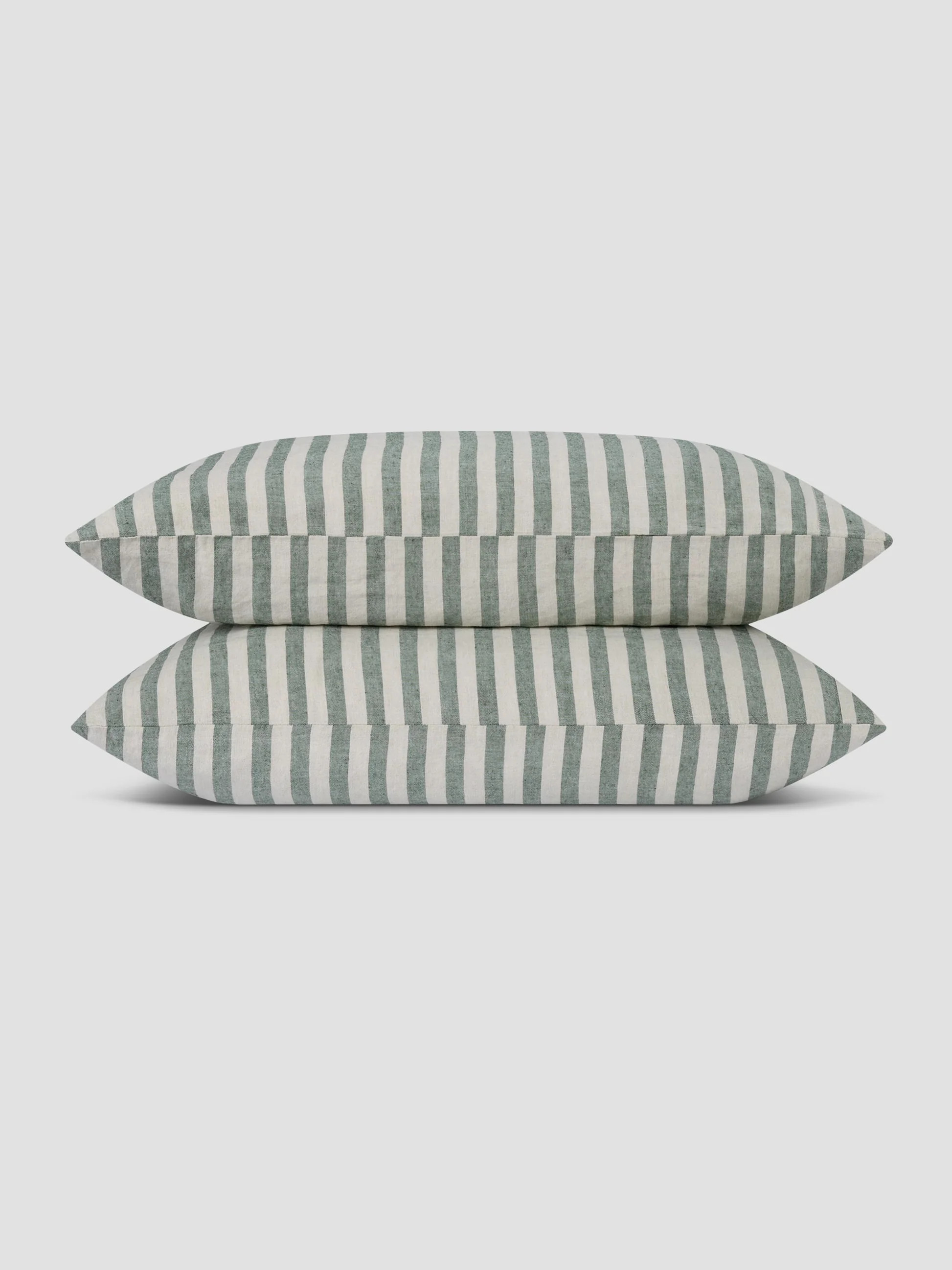 Fern Green Pembroke Stripe Linen Blend Pillowcase (Pair) | Piglet